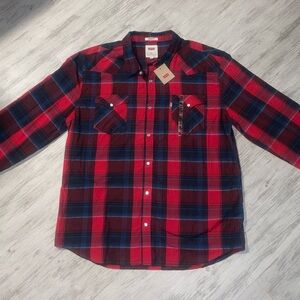 Levi’s Red and Blue Plaid Button-Up Shirt